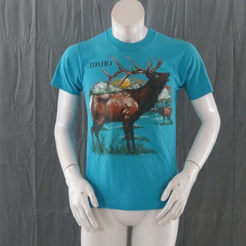 Vintage Graphic T-shirt - Big Elk Graphic by Screen Stars - Men's Medium